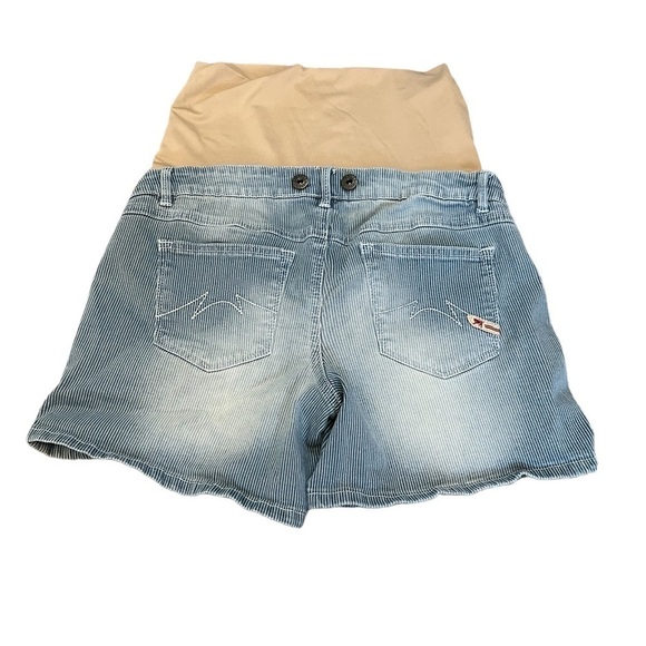 MATERNITY PARASUCO Striped Stretch Casual Denim Mini Short XS - Picture 2 of 9